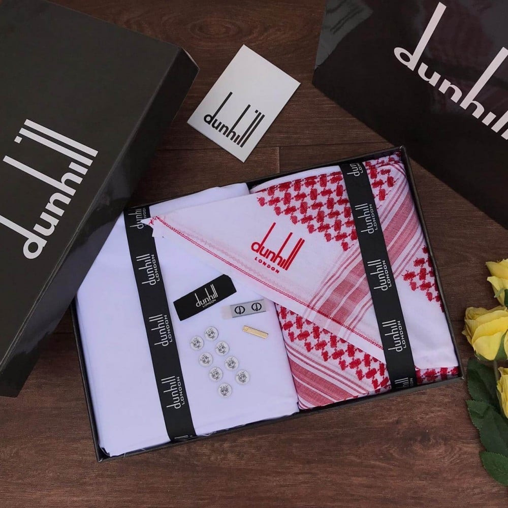 طقم رجالي ماركة  من دنهل-شماغ، وقماش ماركة