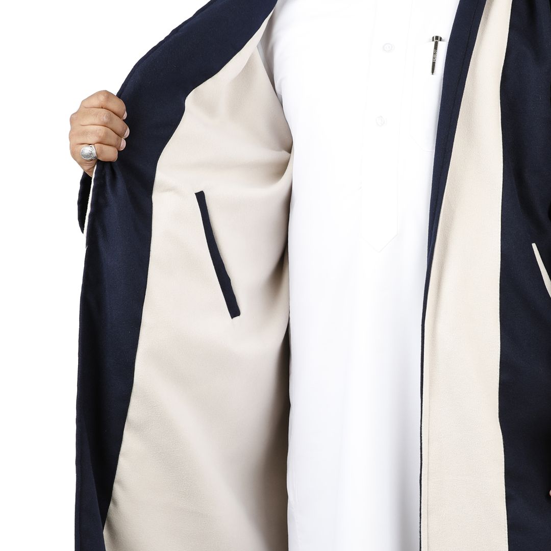 فروة رجالية شتوية وجهين مع قبعة