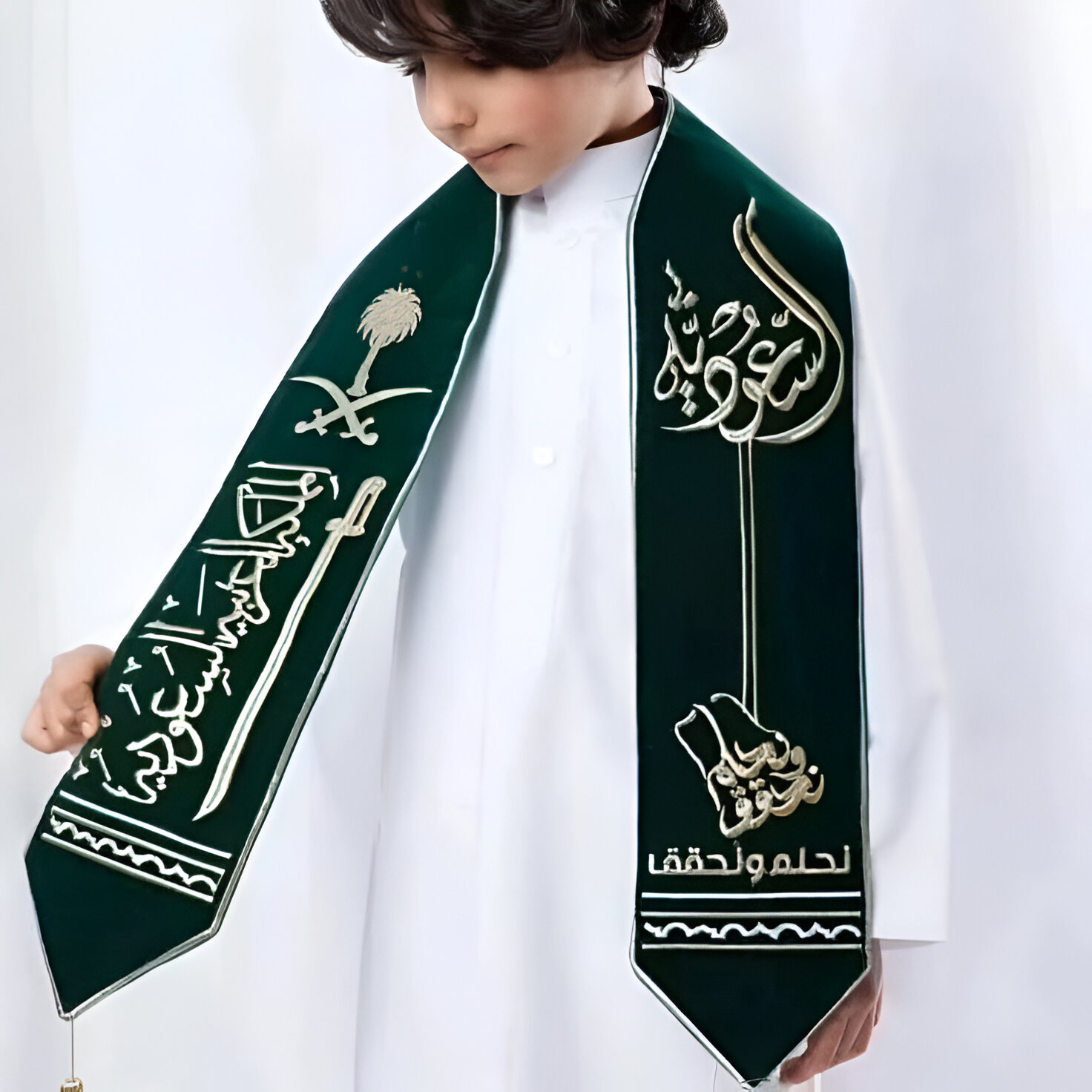 وشاح اليوم الوطني للأطفال 95 – تصميم مميز بألوان الوطن