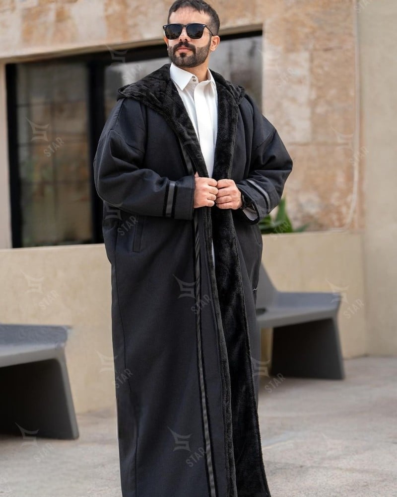 فروة رجالية شتوية جلد فاخرة – دفء وأناقة للمناسبات والبرد