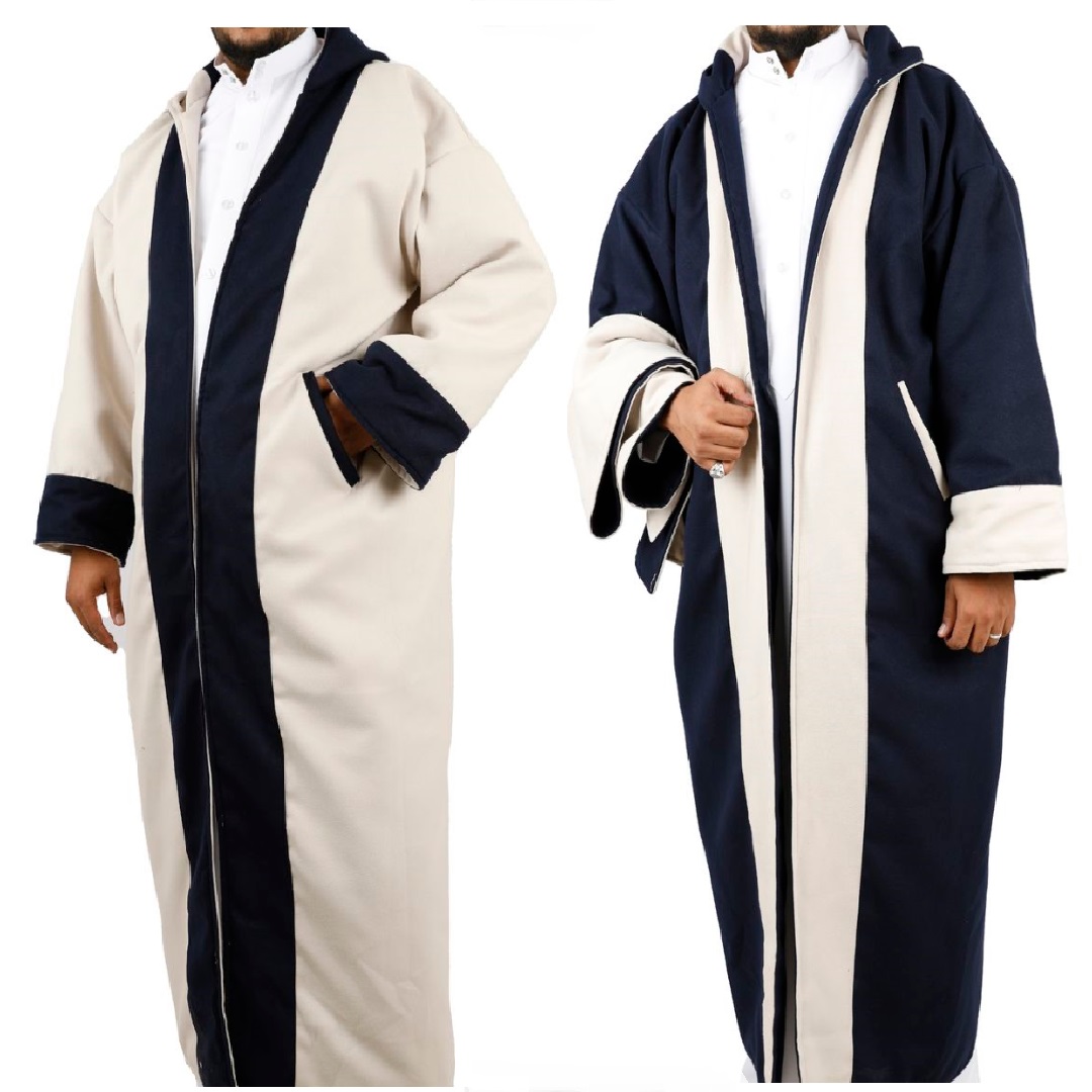 فروة رجالية شتوية وجهين مع قبعة