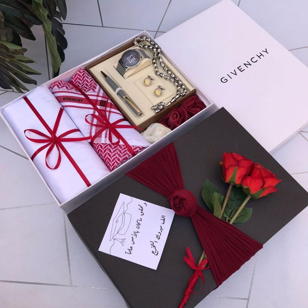 بوكس رجالي فاخر جفنشي – قماش وشماغ وساعة