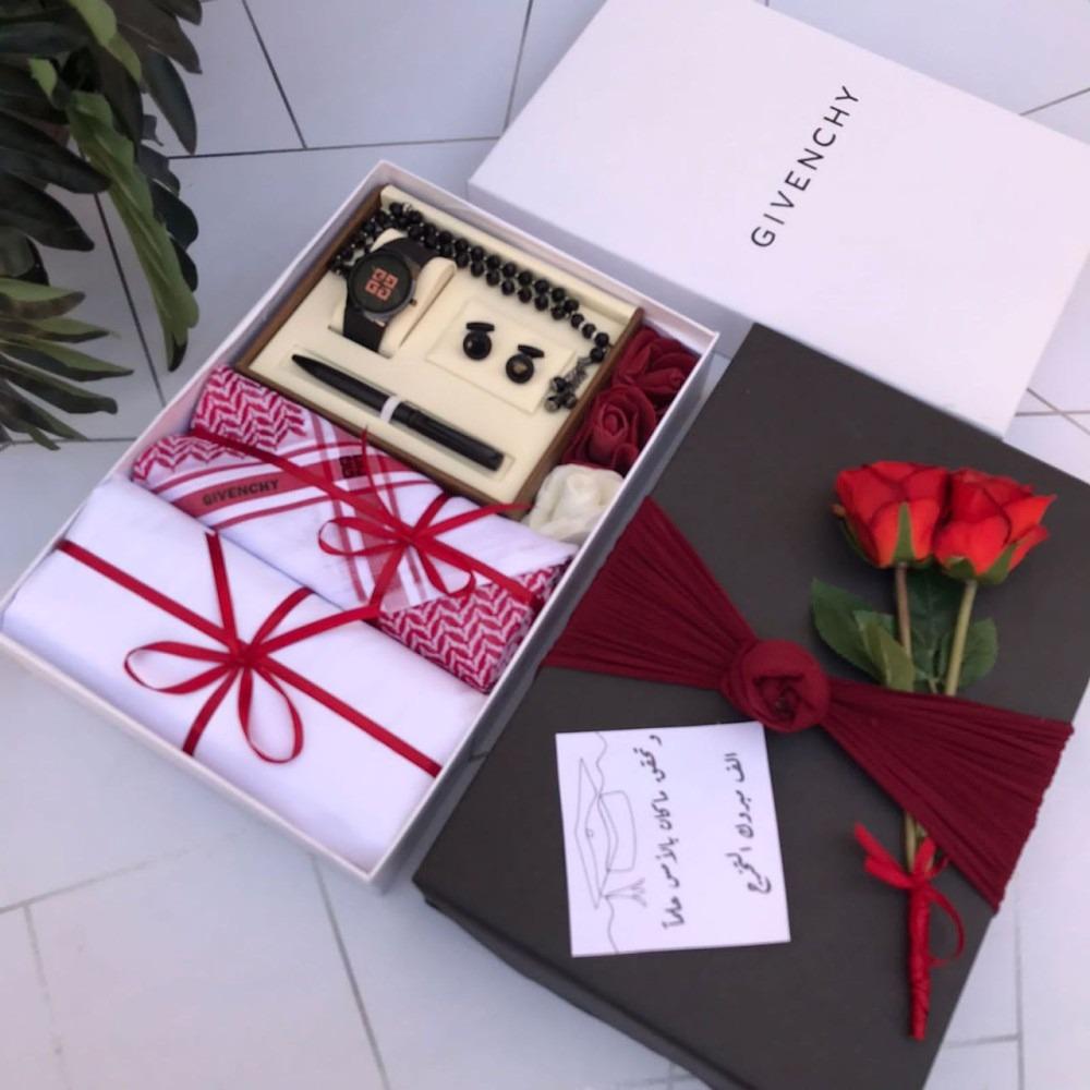 بوكس رجالي فاخر جفنشي – قماش وشماغ وساعة