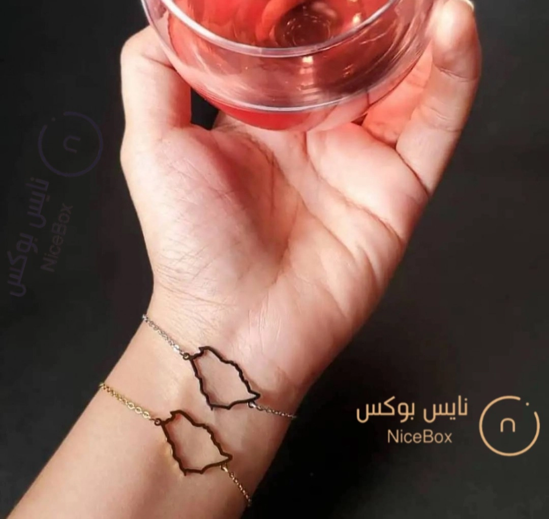 اسوارة خريطة المملكة  مطلية بالذهب او الفضة-اساور العيد الوطني السعودي 93