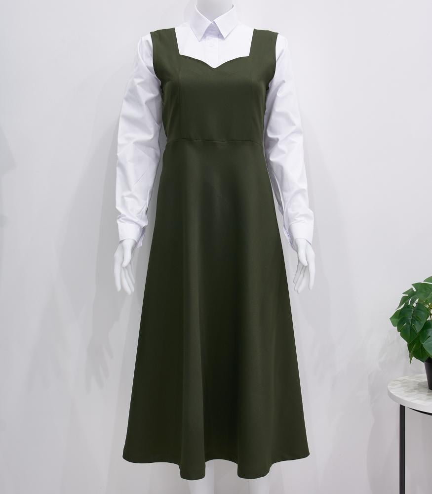 مريول متوسط زيتي حكومي للبنات – تصميم رسمي أنيق ومعتمد