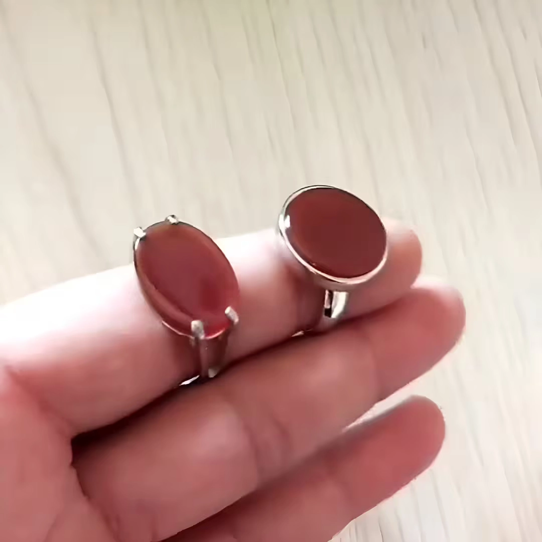 خاتم فضة رجالي فص بني