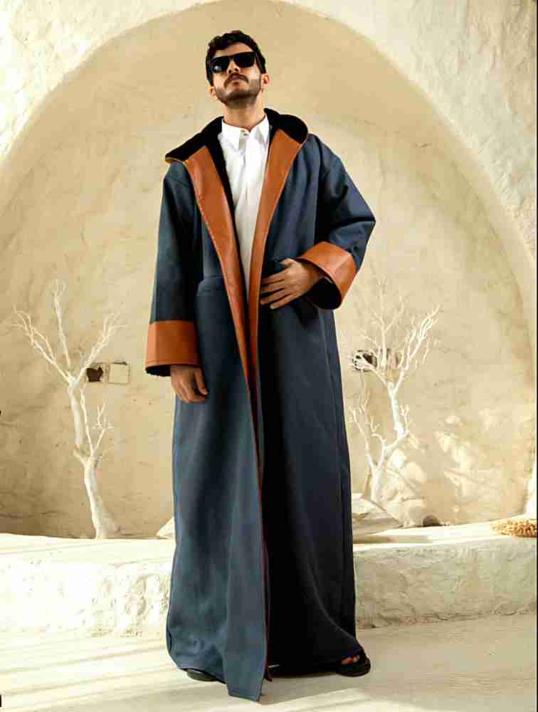 فروة رجالية شتوية سدو باللون الكحلي الاطراف جلد