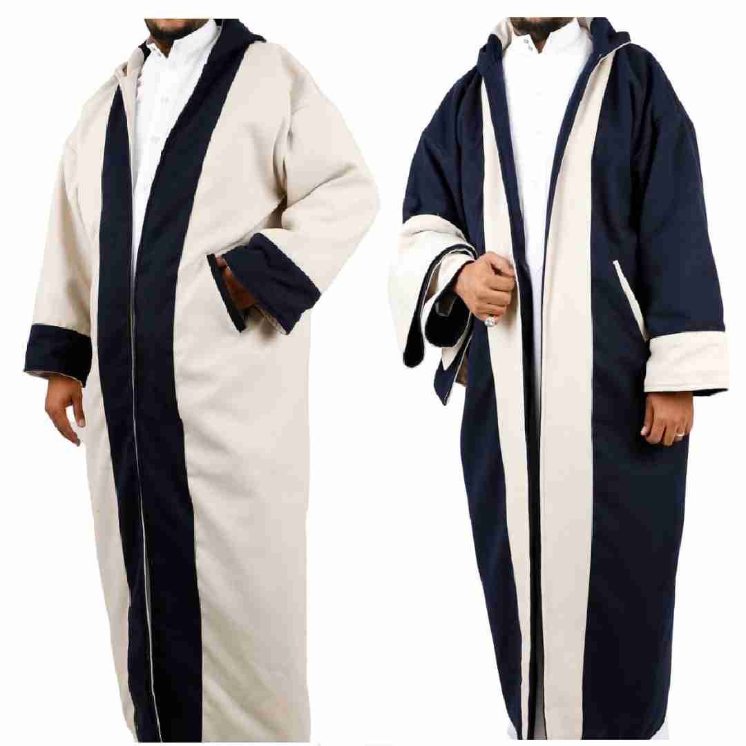 فروة رجالية شتوية وجهين مع قبعة