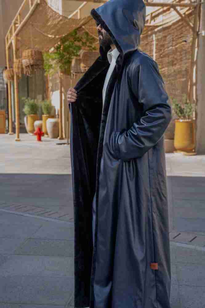 فروة رجالية شتوية جلد أسود – فخامة وأناقة للمجالس والبرد